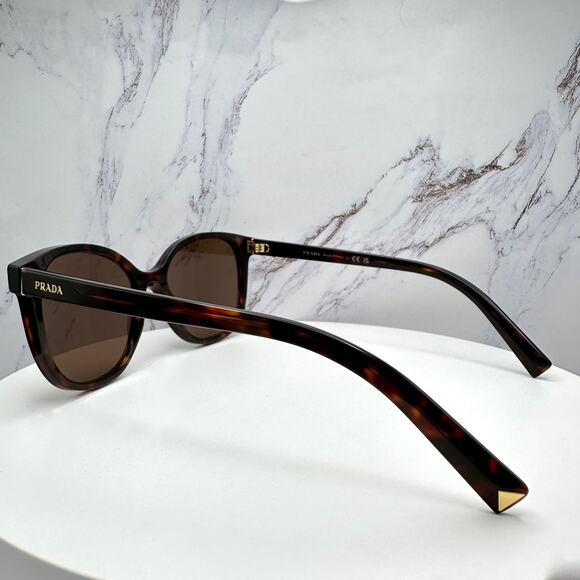 New PRADA Sunglasses Brown Square Gold Logo Tortoise Authentic w/ Box & Case main image 5